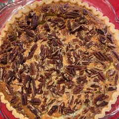 A picture of Pecan Cheesecake Pie.