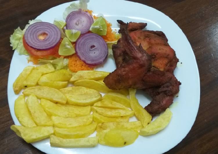 Recipe of Super Quick Homemade Chicken Tikka n Fries#authours marathon