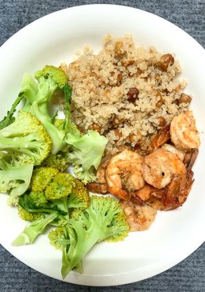 Hình của món Tôm ram bông cải hấp: Giảm cân healthy + eatclean.
