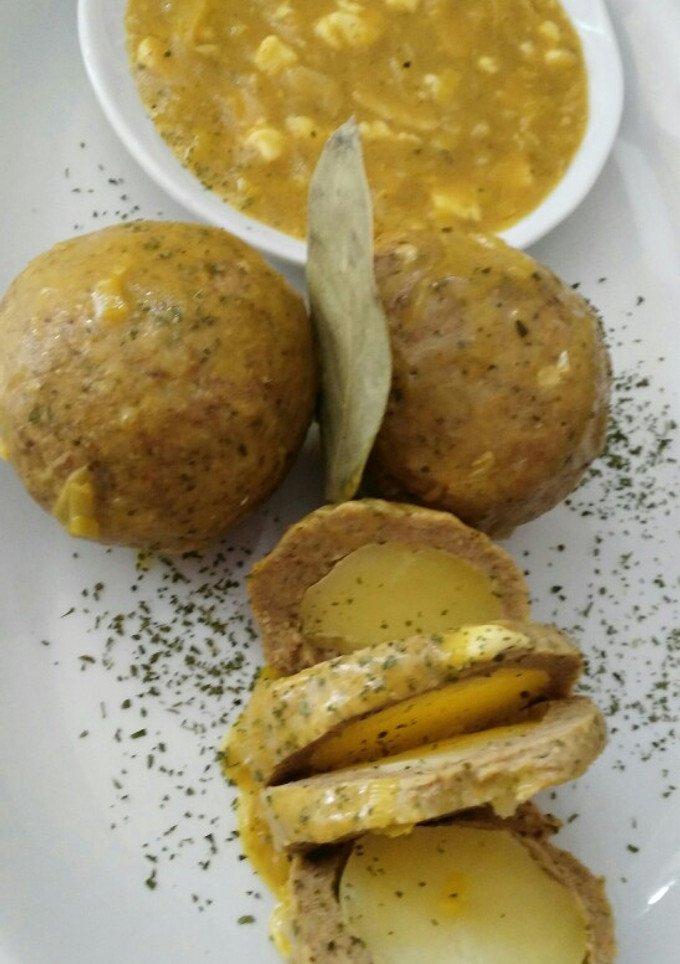 Una foto de Bolas de caballas rellenas de patatas a la mostaza
