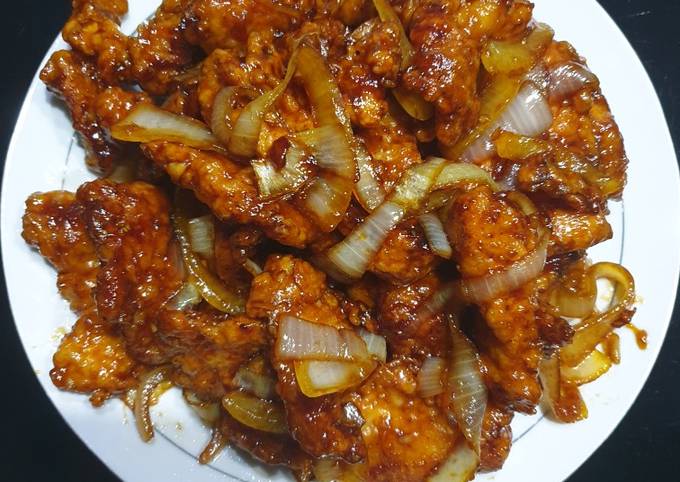 Ayam goreng tanpa tulang saus mentega