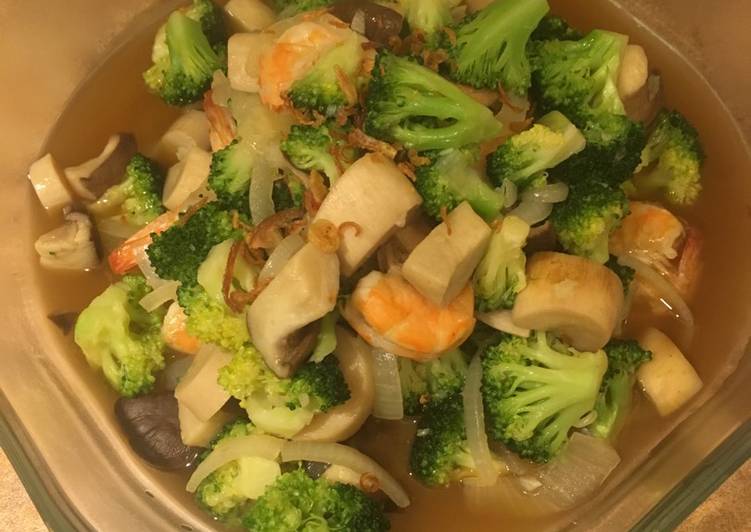 Tumis brokoli, Jamur, udang ala moms jaman now