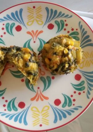 Una foto de Muffins de verduras con corazón de queso! Sin harina!