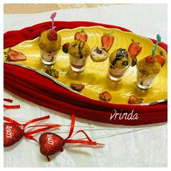 A picture of Vermicelli PASTA bombs served with Strawberry custard sauce.