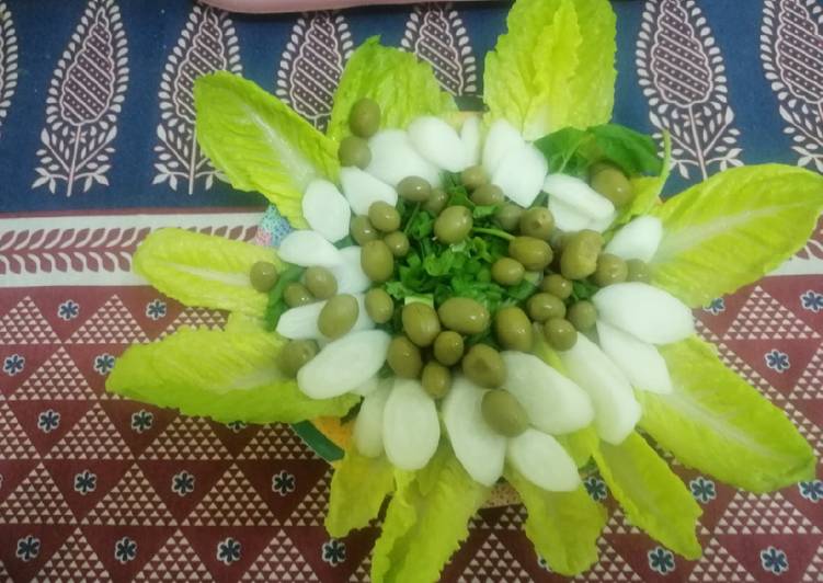 Salad Greens, Radish and Olives Salad Greens, Radish and Olives