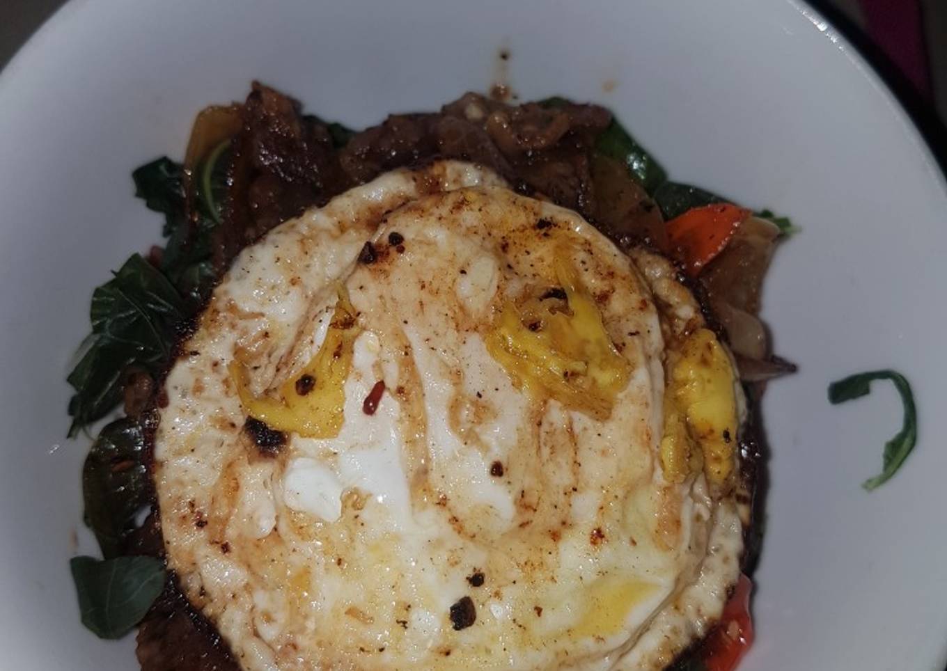 Black Pepper Beef Slice + soft boiled egg