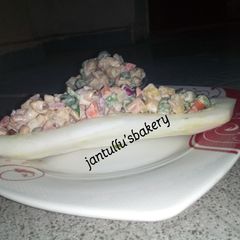 A picture of Potato salad boat.