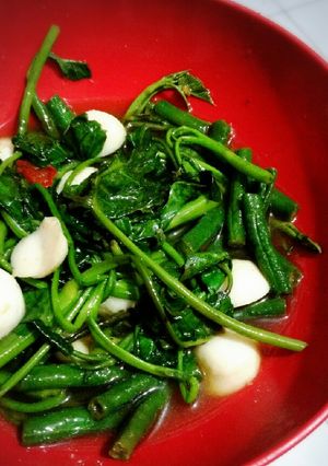 Foto resep Tumis kangkung kacang panjang