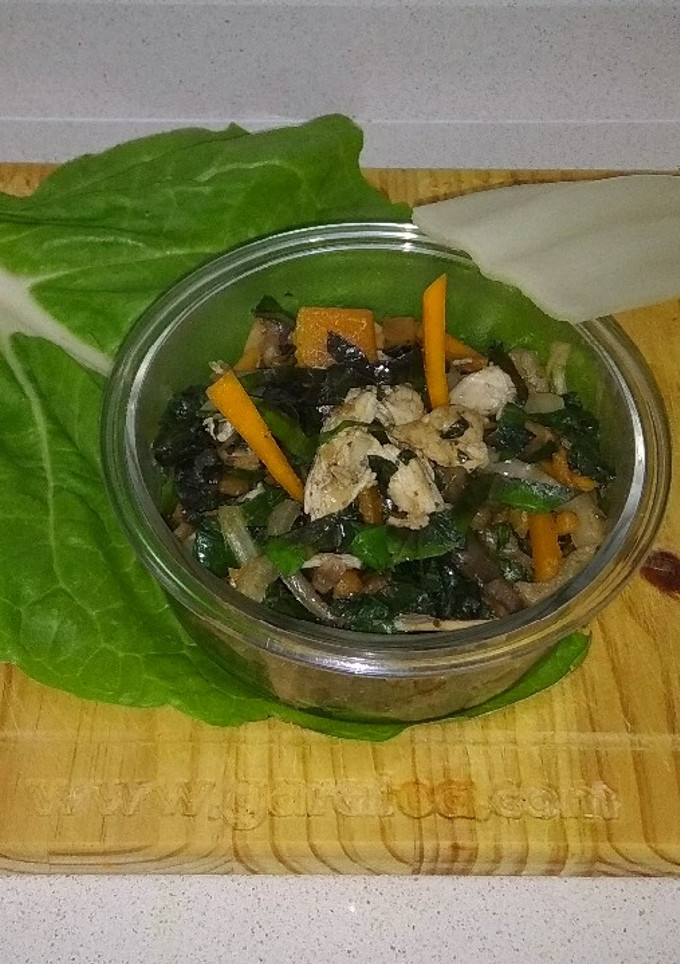 Una foto de Acelgas con pollo y calabaza