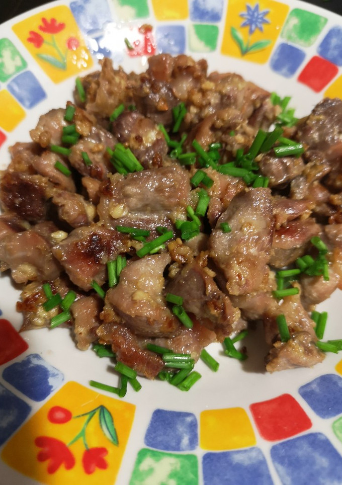 Una foto de Mollejas de pollo al ajillo