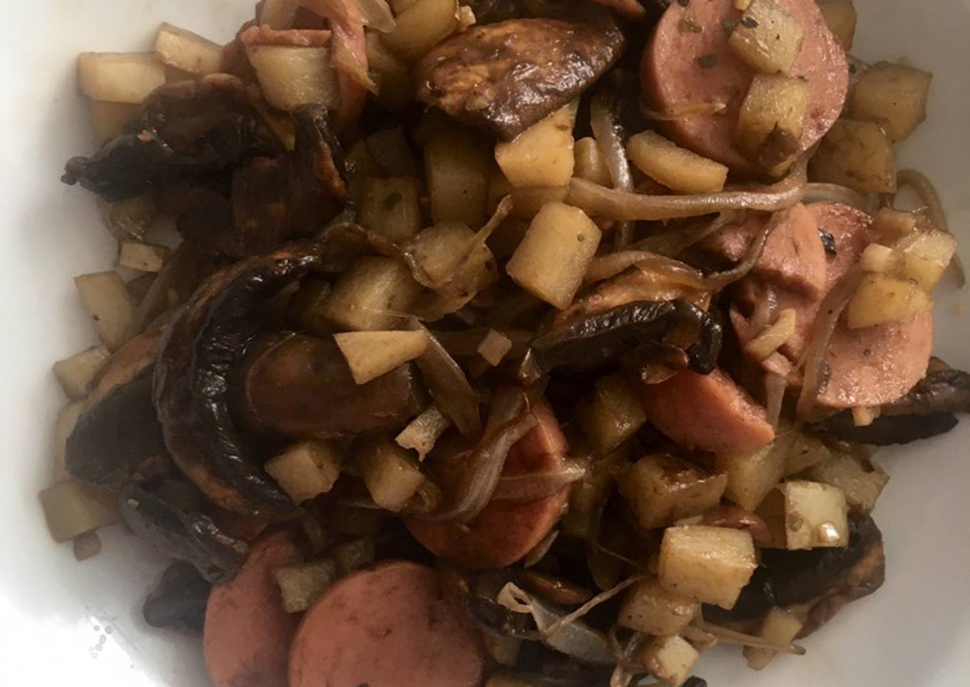 Guisado de papa y champiñones