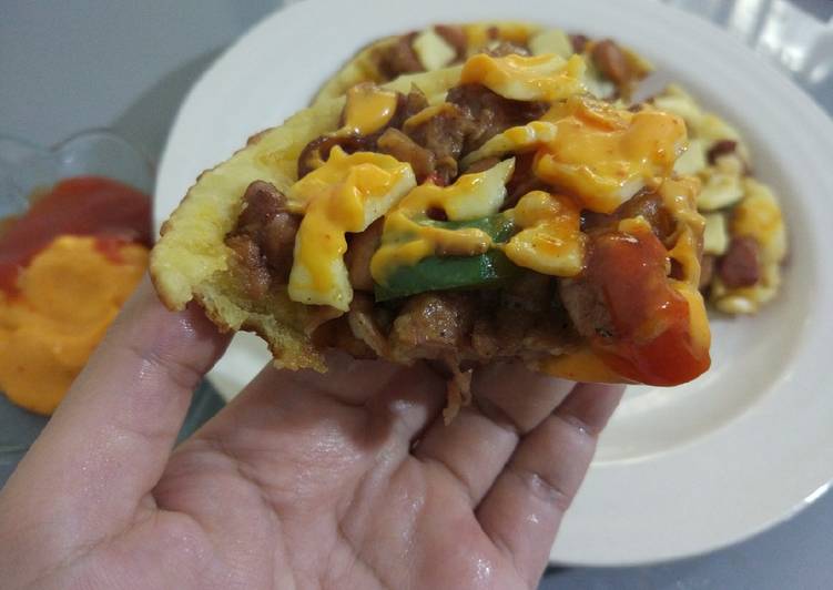 Resep Pizza teflon ayam lada hitam Anti Gagal