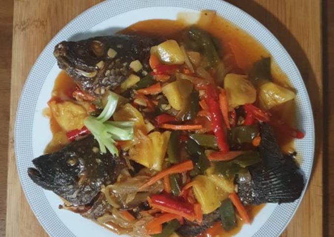 Ikan nila asam manis kampung