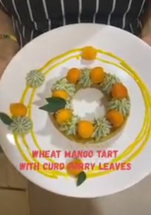 A picture of Healthy mango tart with curry leaves.
