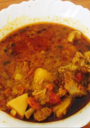 A picture of Spicy Mutton curry.