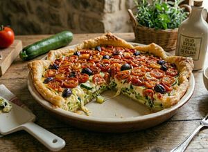 Foto di Torta Salata Tricolore (Zucchine, Mozzarella e Pomodoro)
