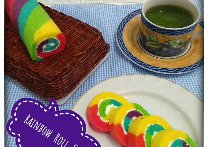 Recipe: Perfect Bolu Gulung Rainbow Mini