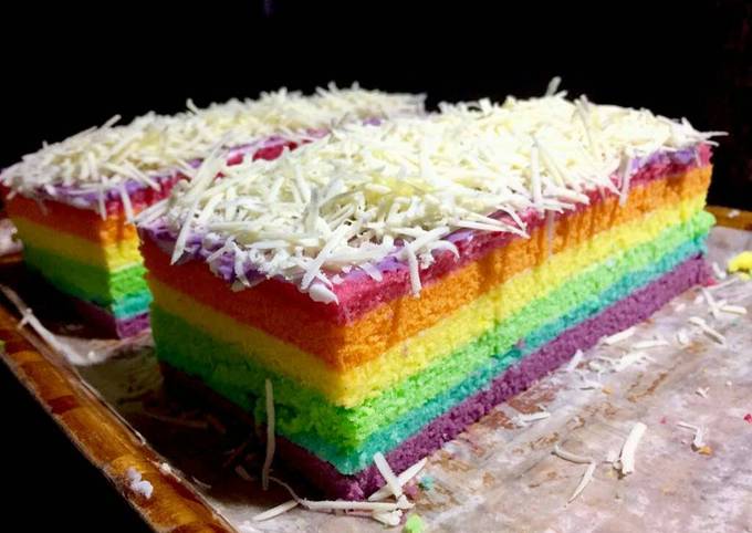 Resep rainbow cake kukus asli