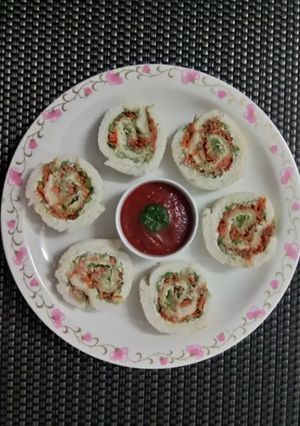 A picture of Tricoloured Rollcut Sandwiches.