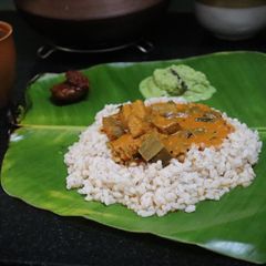A picture of Banana Spinach sambhar.