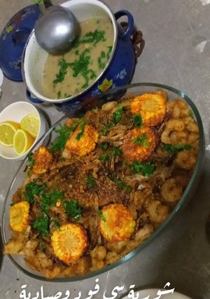 صورة لوصفة صيادية سمك بالجمبري وسمك الدنيس