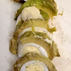 A picture of Eggcado slices.