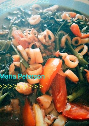 Foto resep Cah kangkung cumi saus tiram