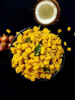 A picture of Yam poriyal.