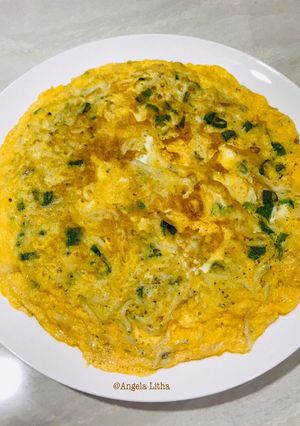 Foto resep Telur dadar teri nasi,pu la yi cien tan