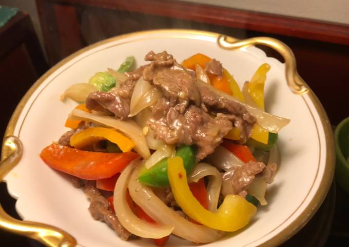 Steps to Make Super Quick Homemade Where Is the Beef? Here It Is! Stir Fried Beef and Bell Peppers