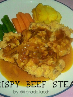 Foto resep Crispy Beef Steak with Brown Sauce