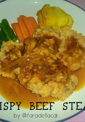 Foto resep Crispy Beef Steak with Brown Sauce
