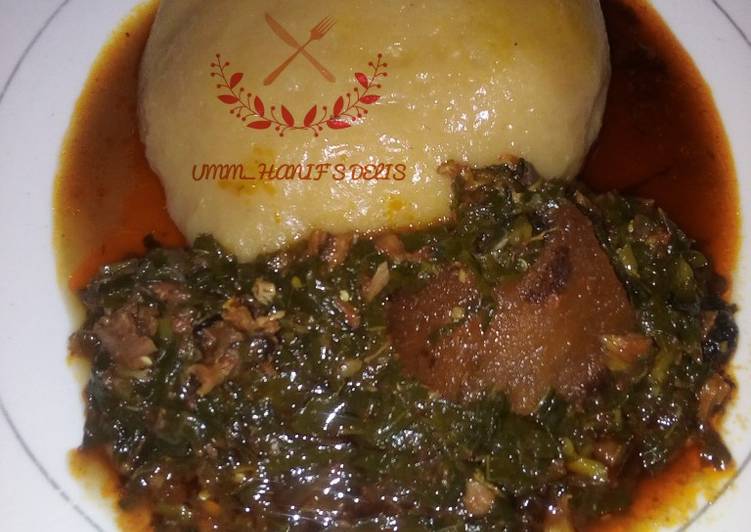 Water leaf soup with cassava swallow