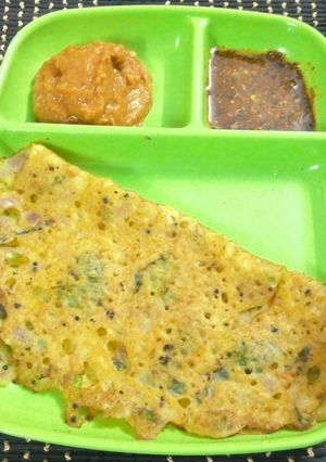 A picture of Maize flour Dosa / Corn flour dosa.