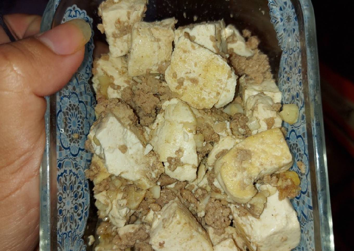 Tumis tahu daging cincang