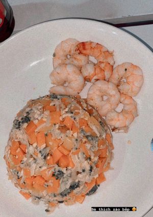 Hình của món Eat clean [ d1]: Trứng xào rau củ + tôm áp chảo ✨.