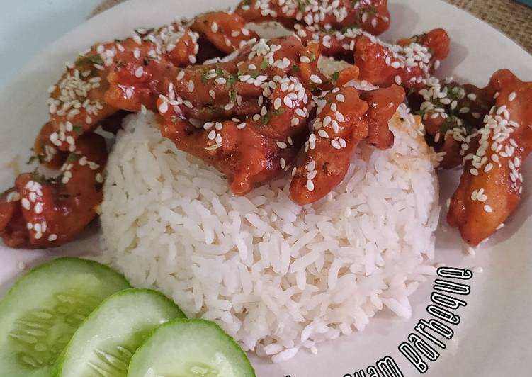 Cara Menghidangkan Nasi ayam barbeque yang Enak Banget!