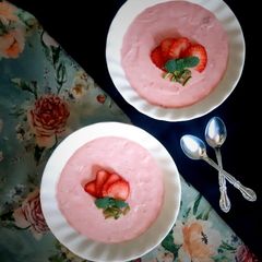 A picture of Strawberry Bhappa DOI (Steamed Strawberry Curd/ Yoghurt).