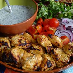 A picture of Tandoori Chicken with Mint Yoghurt Dip.