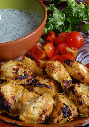 A picture of Tandoori Chicken with Mint Yoghurt Dip.