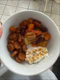Roasted Spicy Italian Chicken Sausage with Veggies and Cottage Cheese
