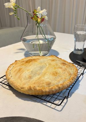 Una foto de Tarta de queso y cebolla