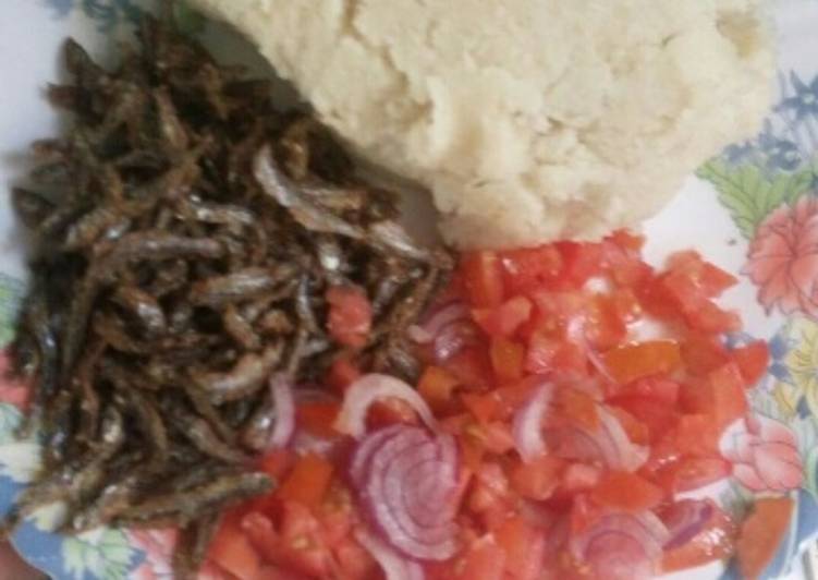 Simple Way to Prepare Super Quick Homemade Fried Omena,Ugali and Kachumbari