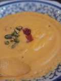 Crema de anco, pistachos y mostaza