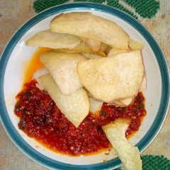 Fried Yam and Sauce A picture of Fried Yam and Sauce.