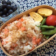 A picture of Salmon flake Bento Box.