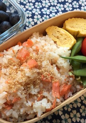 A picture of Salmon flake Bento Box.