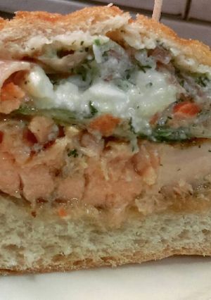 A picture of Greek Salmon Panini.