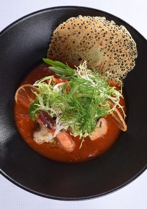 A picture of Calamari with spicy tomato fondue.