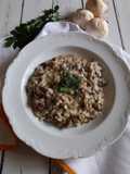 Risotto con funghi e carne macinata